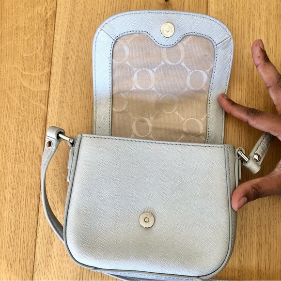 Oroton Metier mini crossbody bag in silver saffiano leather - Picture 6 of 9